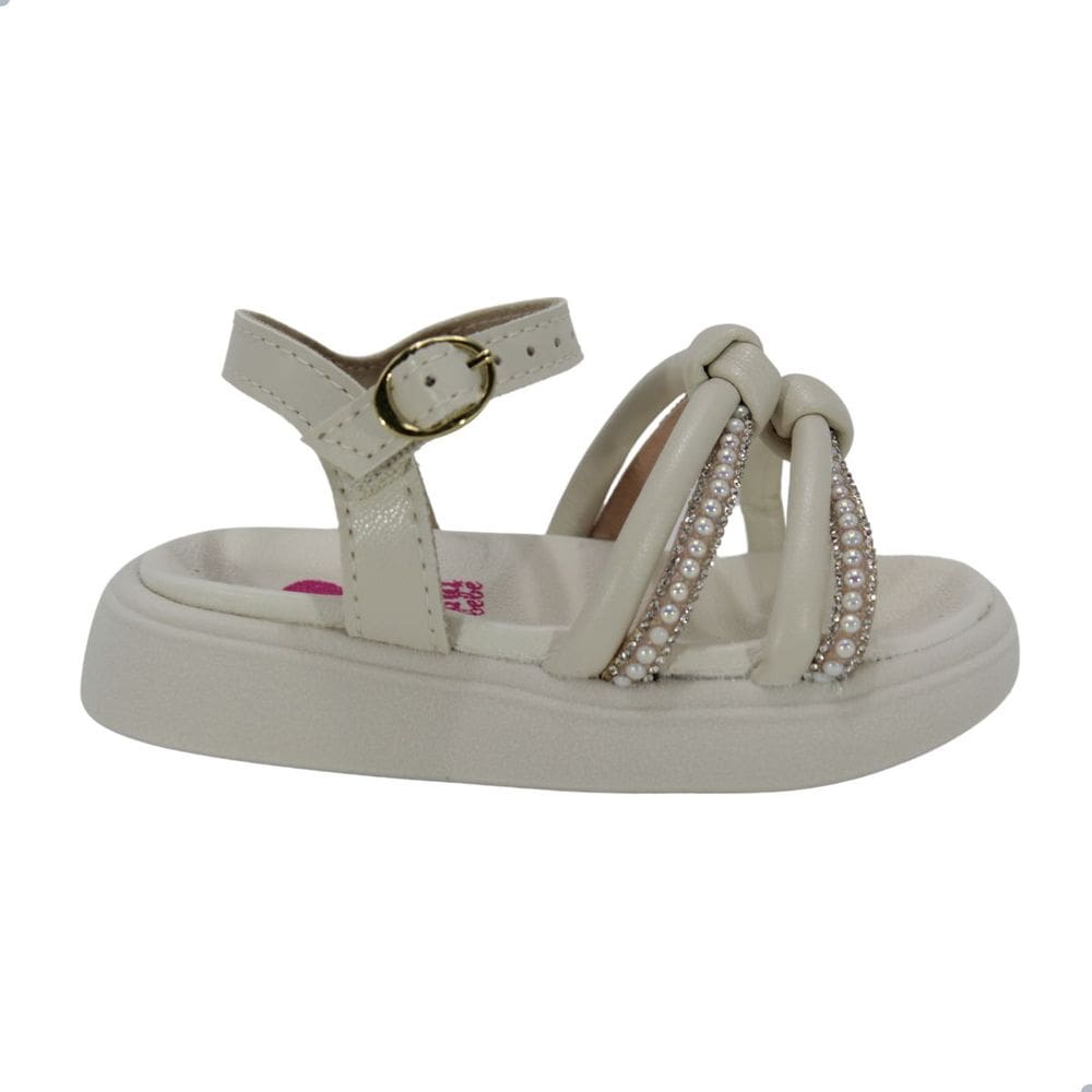 Sandália Bebe Molekinha Branco Off Cristal Peróla