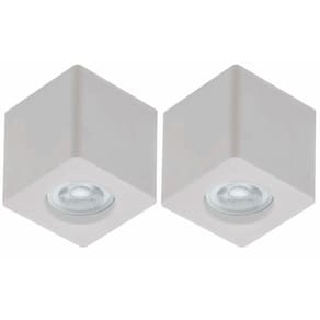Kit 2 Spots Sobrepor Quadrado Branco MR16 Luminária Teto Beiral Zoom Baixo Dital