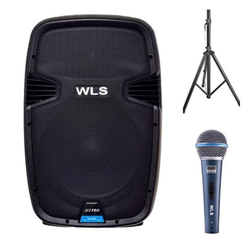 Caixa Acústica Wls J12 Pro Ativa + Pedestal + Microfone