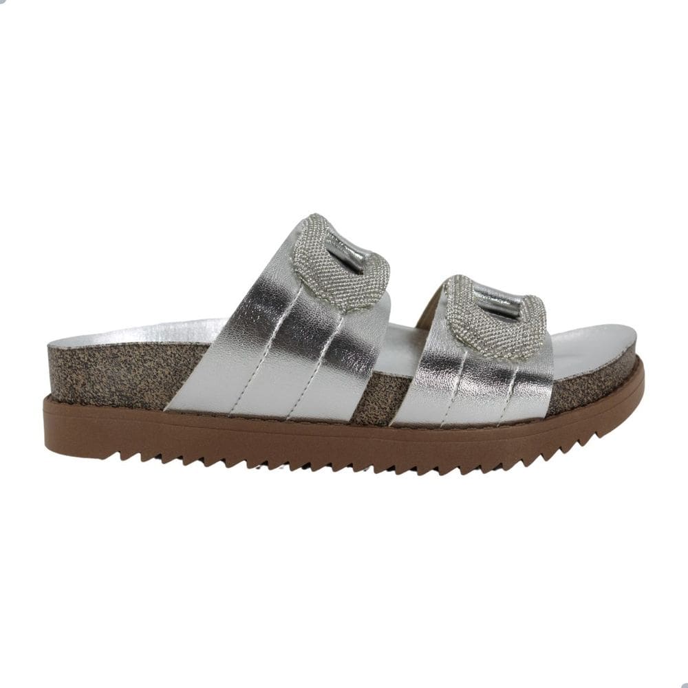 Tamanco Feminino Moleca Metalizado Premium Prata