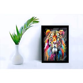 Quadro Decorativo Leão Aquarela C/ Moldura e Vidro 33x25 A4