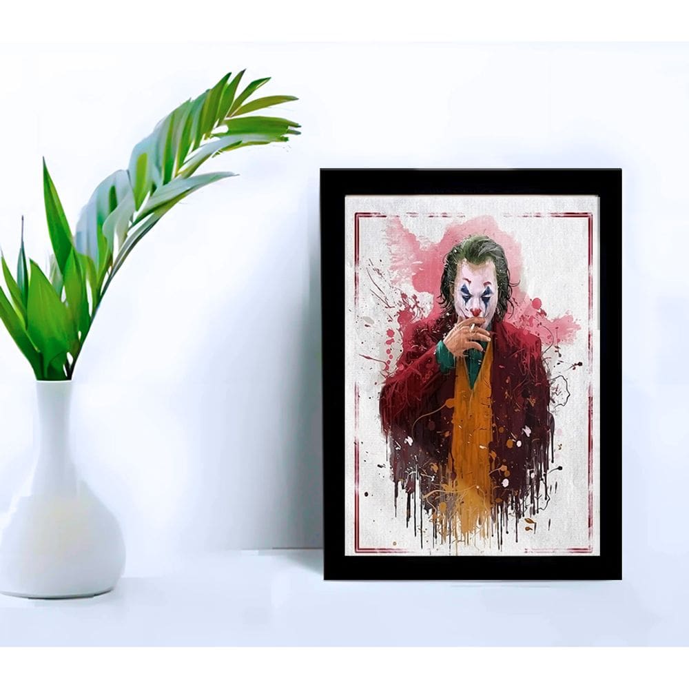 Quadro Decorativo Coringa Smoking Color Sala C/ Vidro 33x25