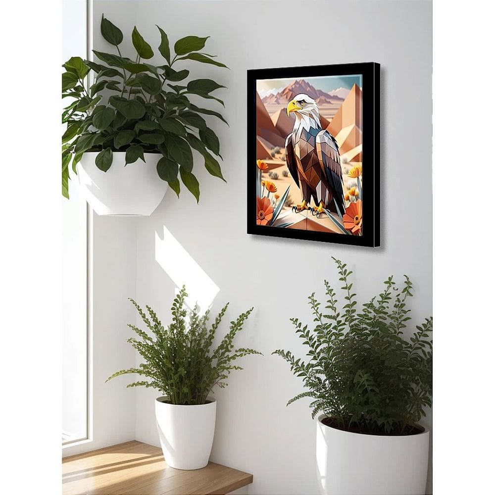 Quadro Decorativo Aguia Abstrata Sala Quarto +Vidro 33x25 A4