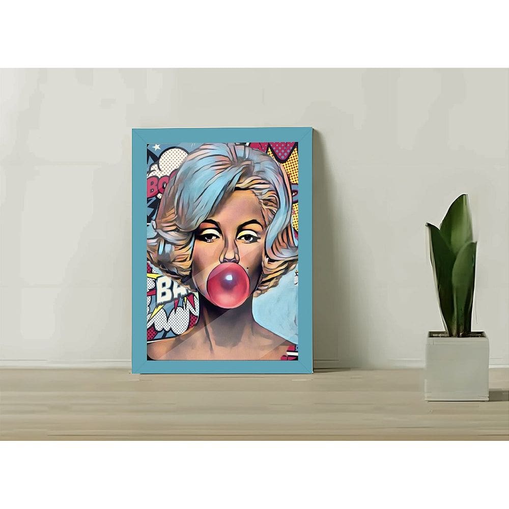 Quadro Decorativo Marilyn Pop Chiclete Moldura e Vidro A4