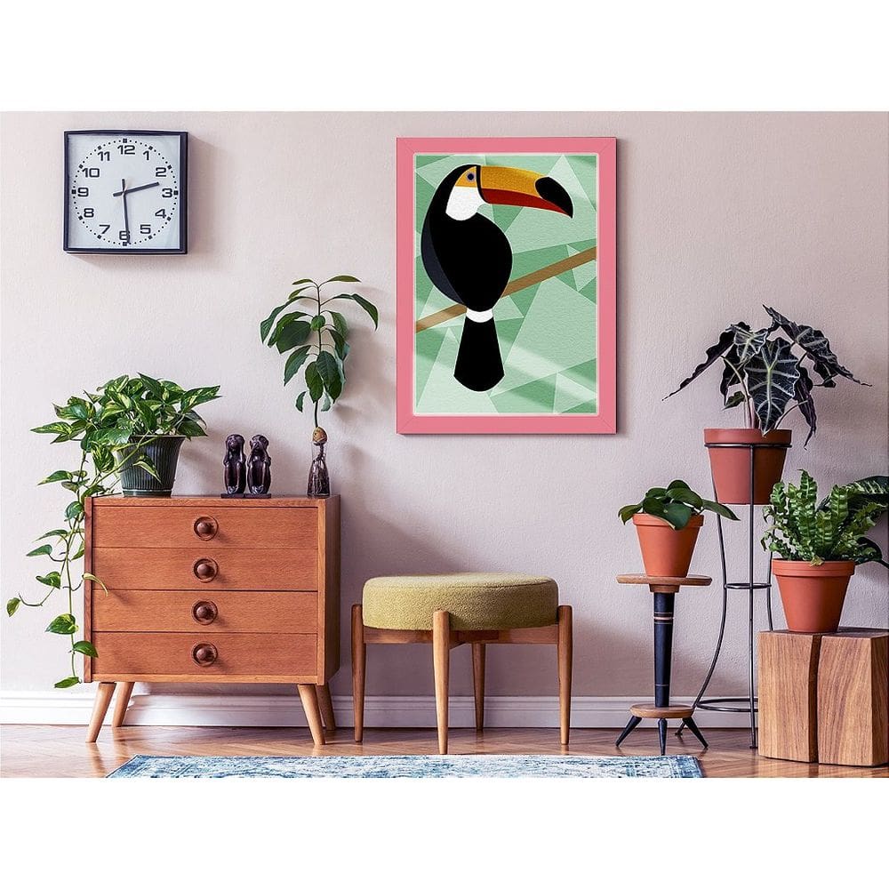 Quadro Decorativo Tucano Abstrato Sala Quarto + Vidro 33x25