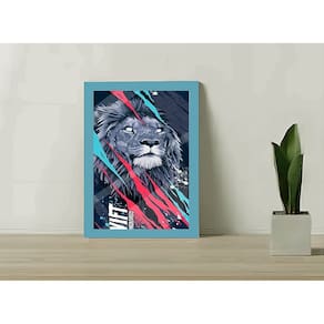 Quadro Decorativo Leão Abstrato C/ Moldura e Vidro 33x25 A4