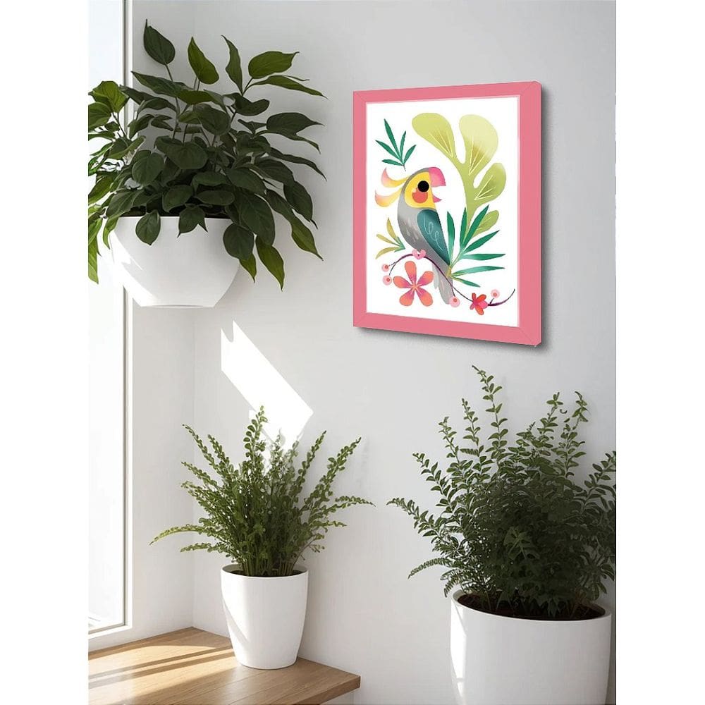 Quadro Decorativo Calopsita Abstrata Sala Escritório + Vidro