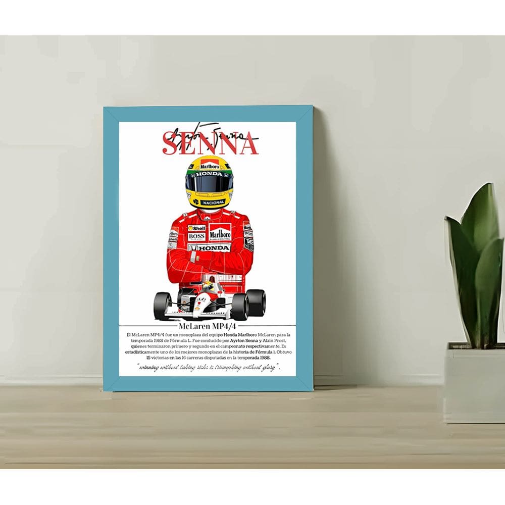 Quadro Decorativo Senna Bio 1988 MP4/4 Sala Escritório+Vidro