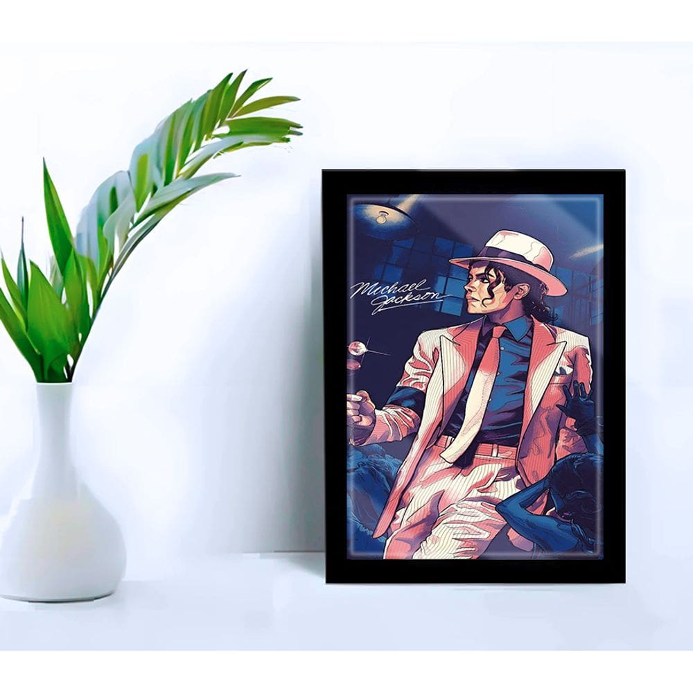 Quadro Decorativo M. Jackson Closet C/ Moldura e Vidro