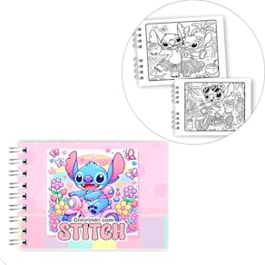 Livrinho Colorir Colorindo com Stitch Capa Dura Rosa