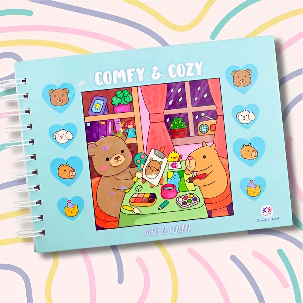 Livrinho Colorir Comfy and Cozy Capa Dura Cor Azul