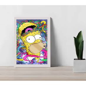 Quadro Decorativo Homer Cartoon Drop C Moldura e Vidro 33x25