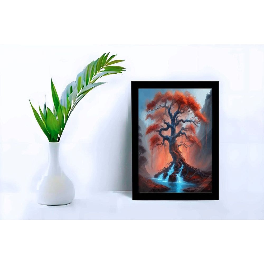 Quadro Decorativo Árvore de Outono C/ Moldura e Vidro 33x25