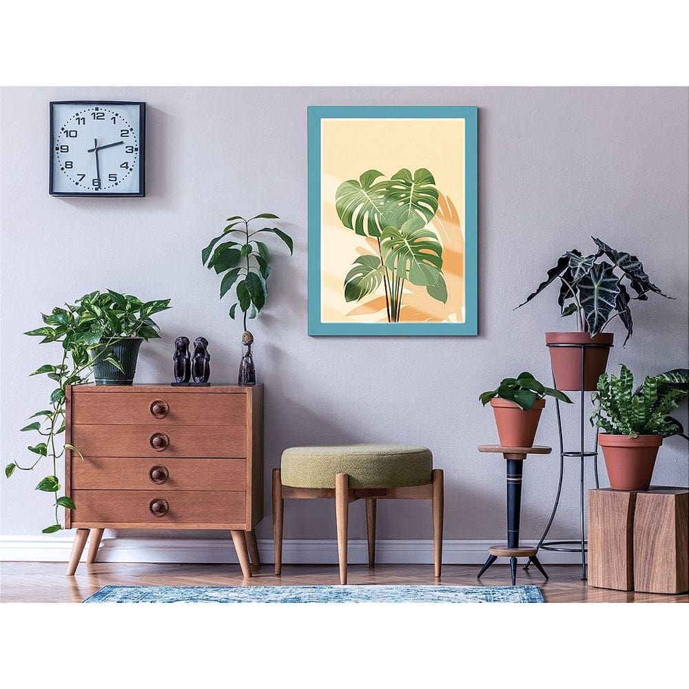 Quadro Decorativo Monstera Abstrato Sala Quarto + Vidro A4