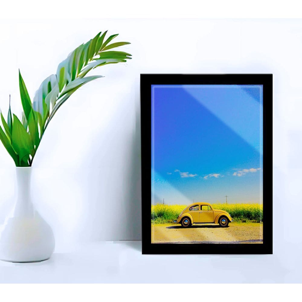 Quadro Decorativo Paisagem  Vw Fusc C/ Moldura e Vidro 33x25cm