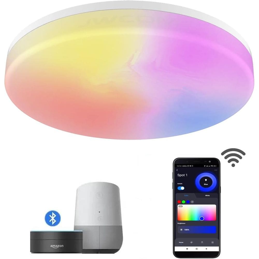Plafon Painel Luminaria Smart RGB 110v 220v Rgb 6500 K JWCOM ALEXA