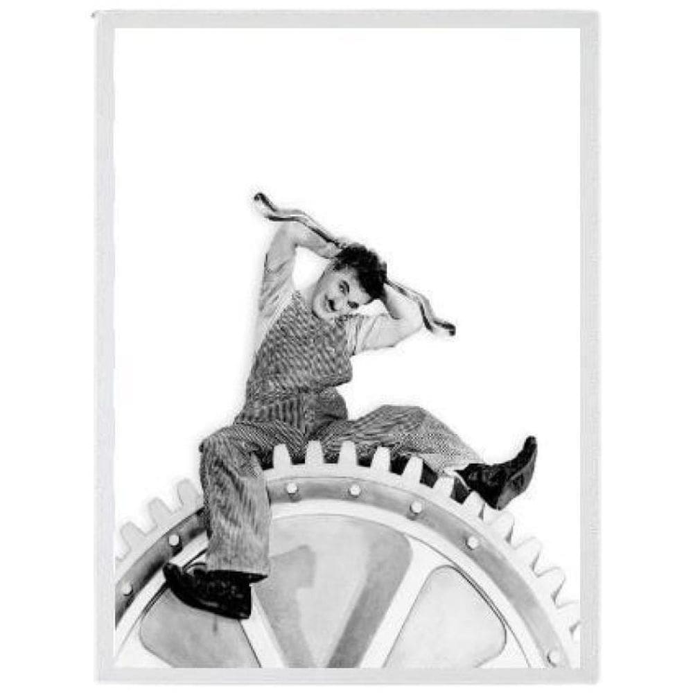 Quadro Chaplin Tempos Modernos 45x34cm - Vidro Branco