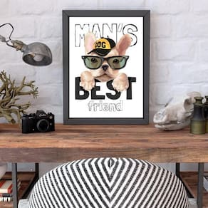 Quadro Decorativo Man`S Best Friend Moldura Preta 24X18Cm