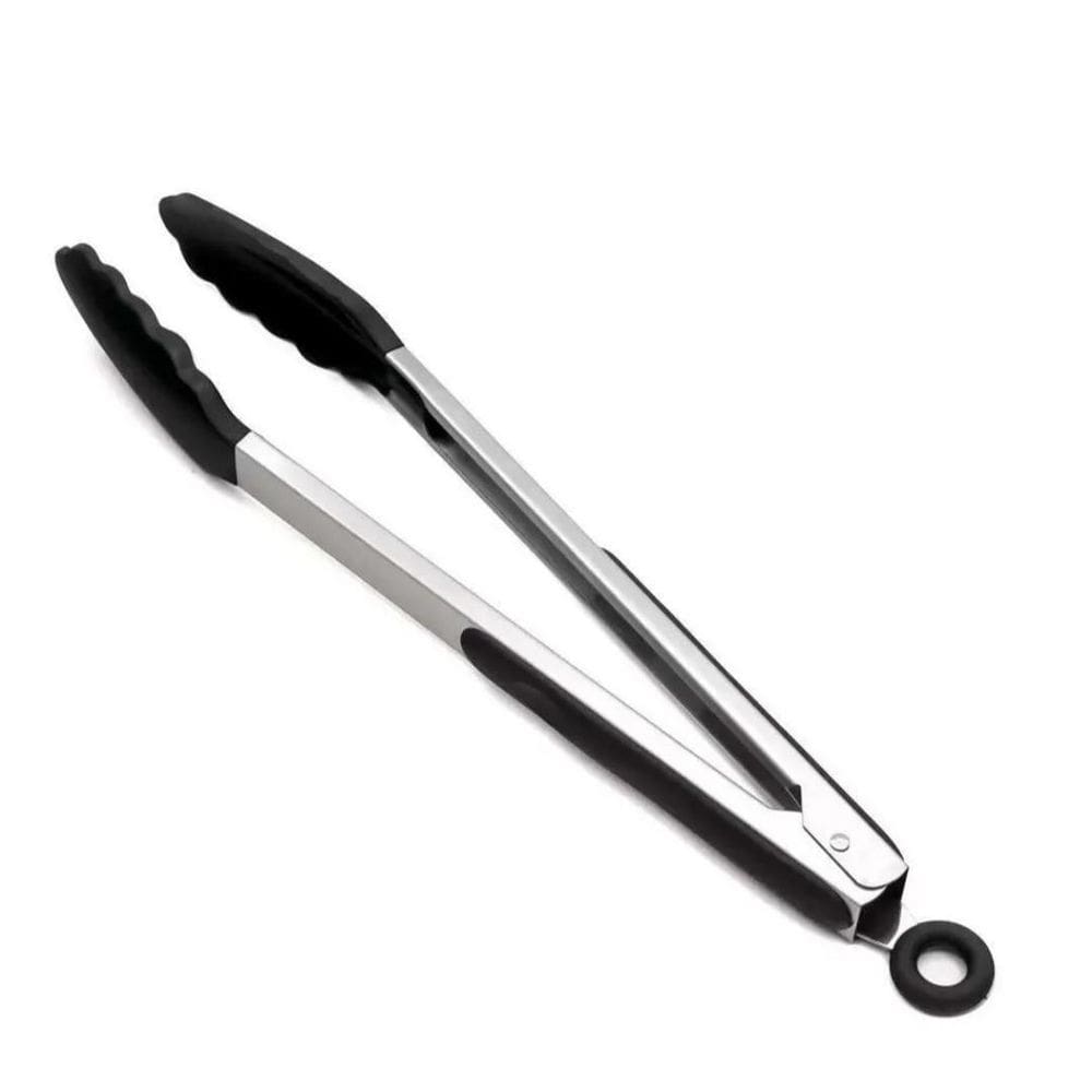 Pinça Pegador Multiuso De Silicone 29,5 Cm Preto
