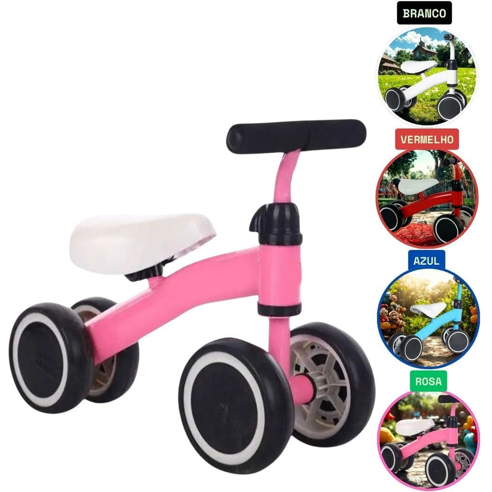 Bicicleta Infantil De Equilíbrio Sem Pedal Andador 4 Rodas