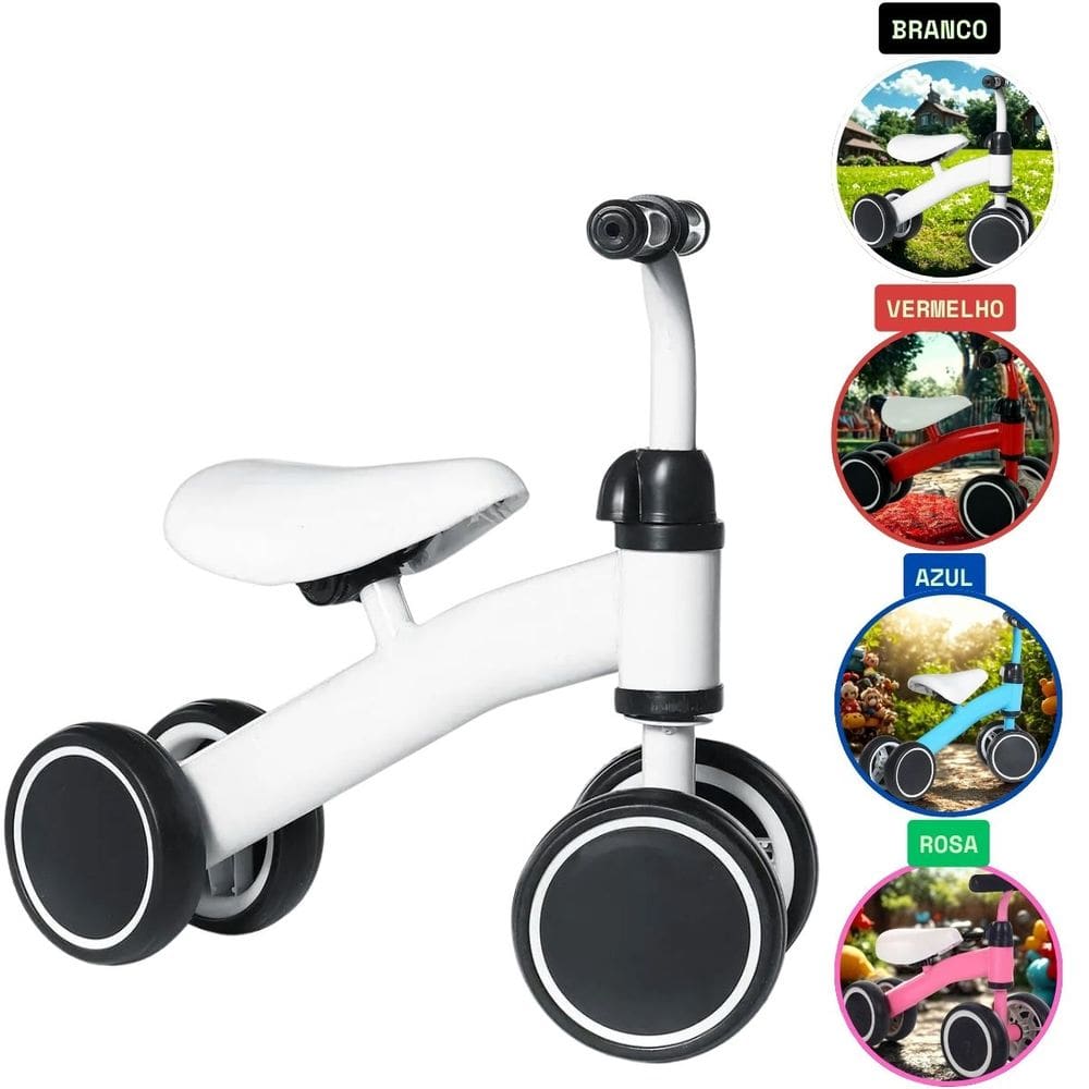 Bicicleta Infantil De Equilíbrio Sem Pedal Andador 4 Rodas