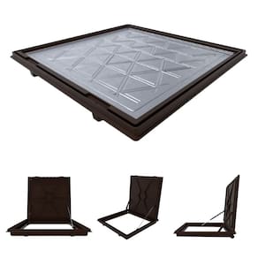 Tampa Piscina Casa Máquina 80x80 Articulada Rebaixada Marrom