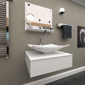 Gabinete Para Banheiro Com Cuba + Espelheira Madri 50 Cm Branco