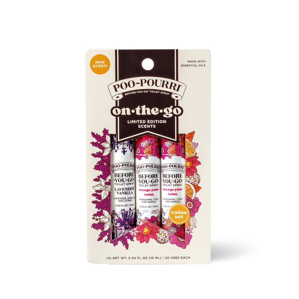 Conjunto de presente Perfume Poo-Pourri On-The-Go, tamanho de viagem, 10 ml, pacote com 3 unidades