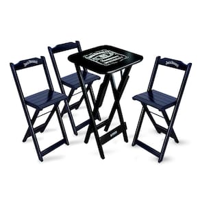 Conjunto de Mesa Bistrô Dobrável Jack Daniel`s com 3 Banquetas de Madeira Preta