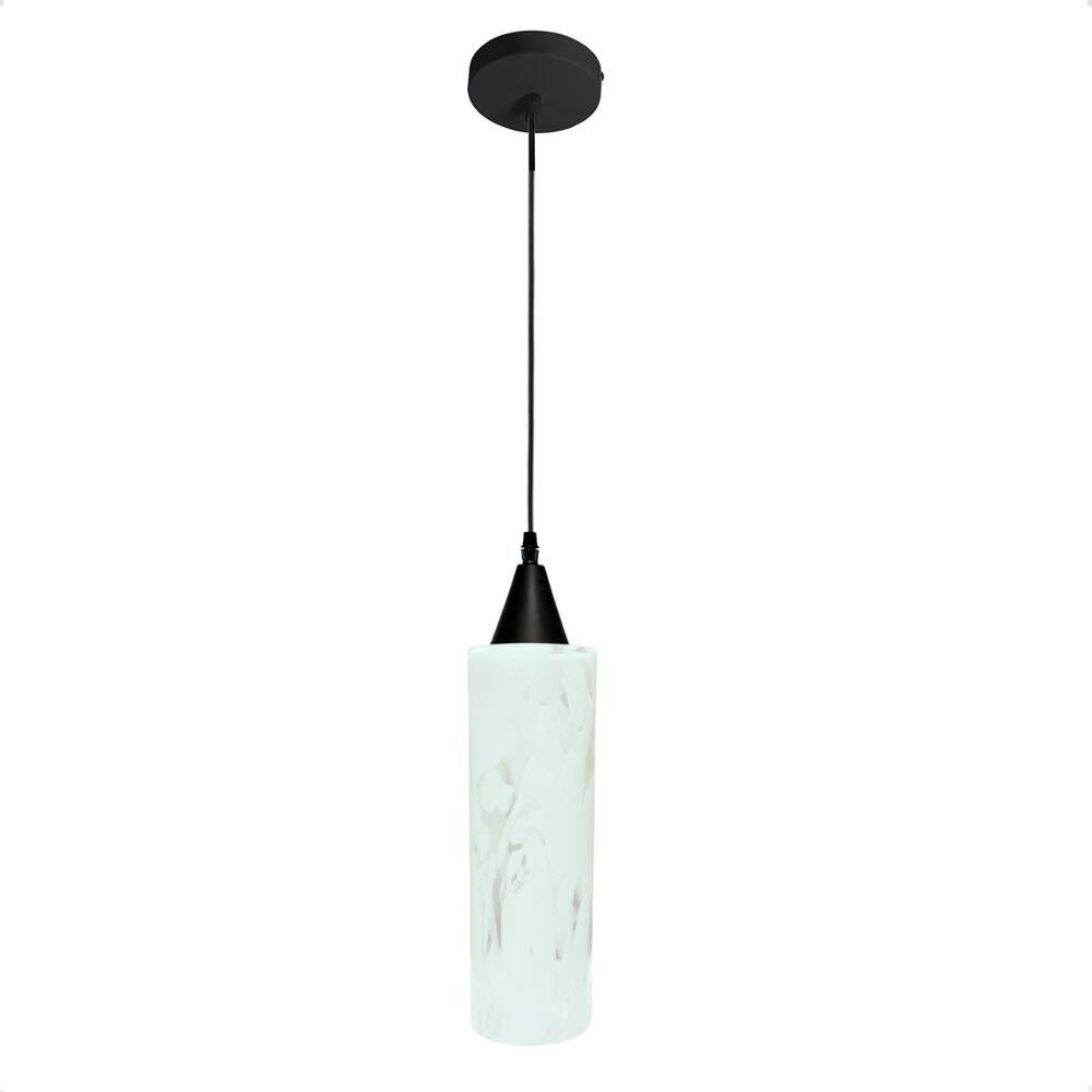 Lustre Pendente Taschibra Anne Murano Leitoso Transparente E27 Bivolt Preto