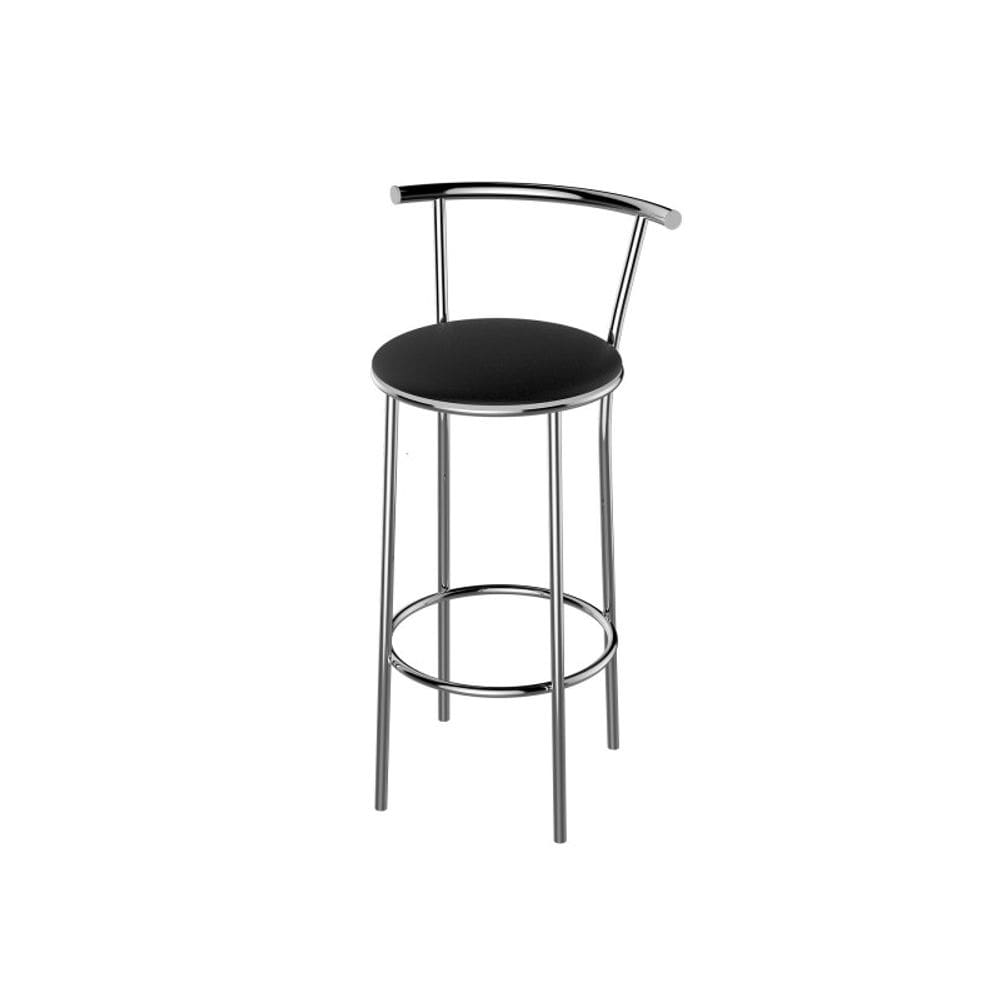 Banqueta Cozinha Cromada Redonda - Mônaco Alta 70cm Flape