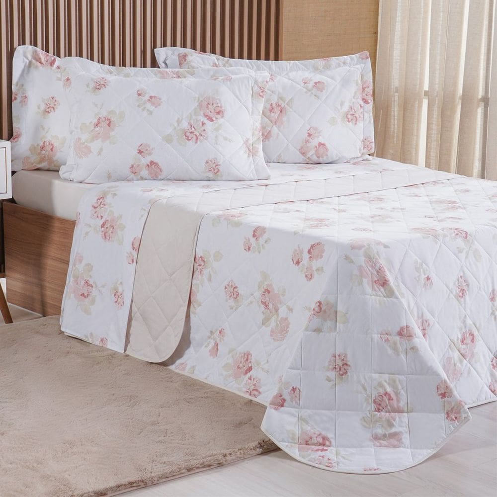 Kit Colcha King 200 Fios Estampada New 100% Algodão 260x280cm