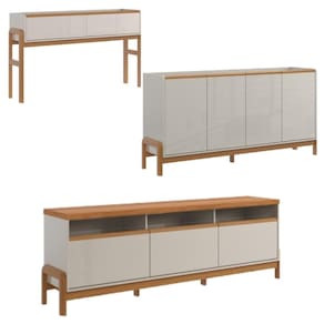 Rack + 3g Elegance 1.8 + Aparador + Buffet Off White New Jequitiba - Lukaliam Móveis