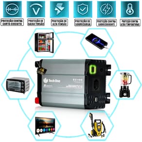 Inversor De Tensão 500w 12v P/ 110V ou 220V Conversor de energia Entrada Usb Tech One