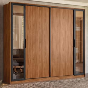 Guarda Roupa Casal 4 Portas Vidro Reflecta e 4 Gavetas Estônia