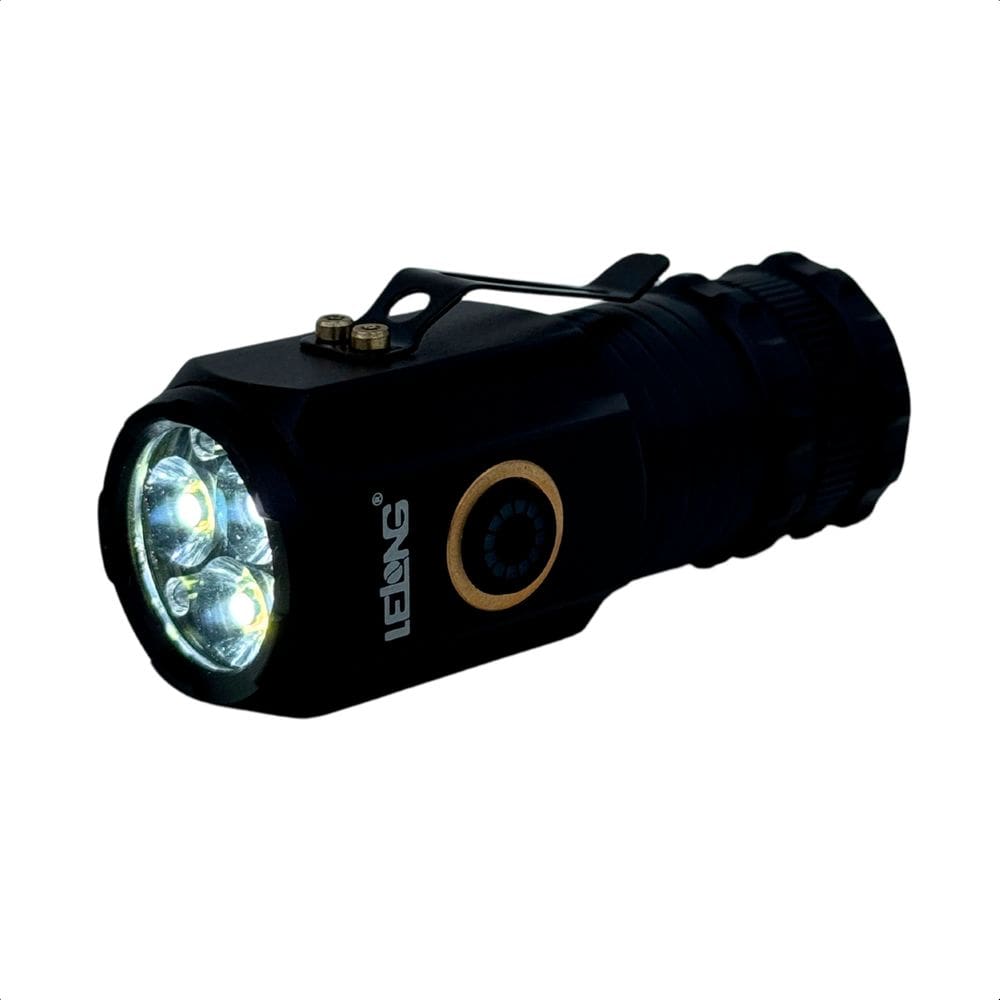 Lanterna LED Recarregável Preta portátil Bateria de Lítio LE-8329 Com Imã 2000 lumens