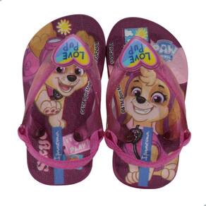 Chinelo Bebe Ipanema Patrulha Canina Rosa Médio com Glitter