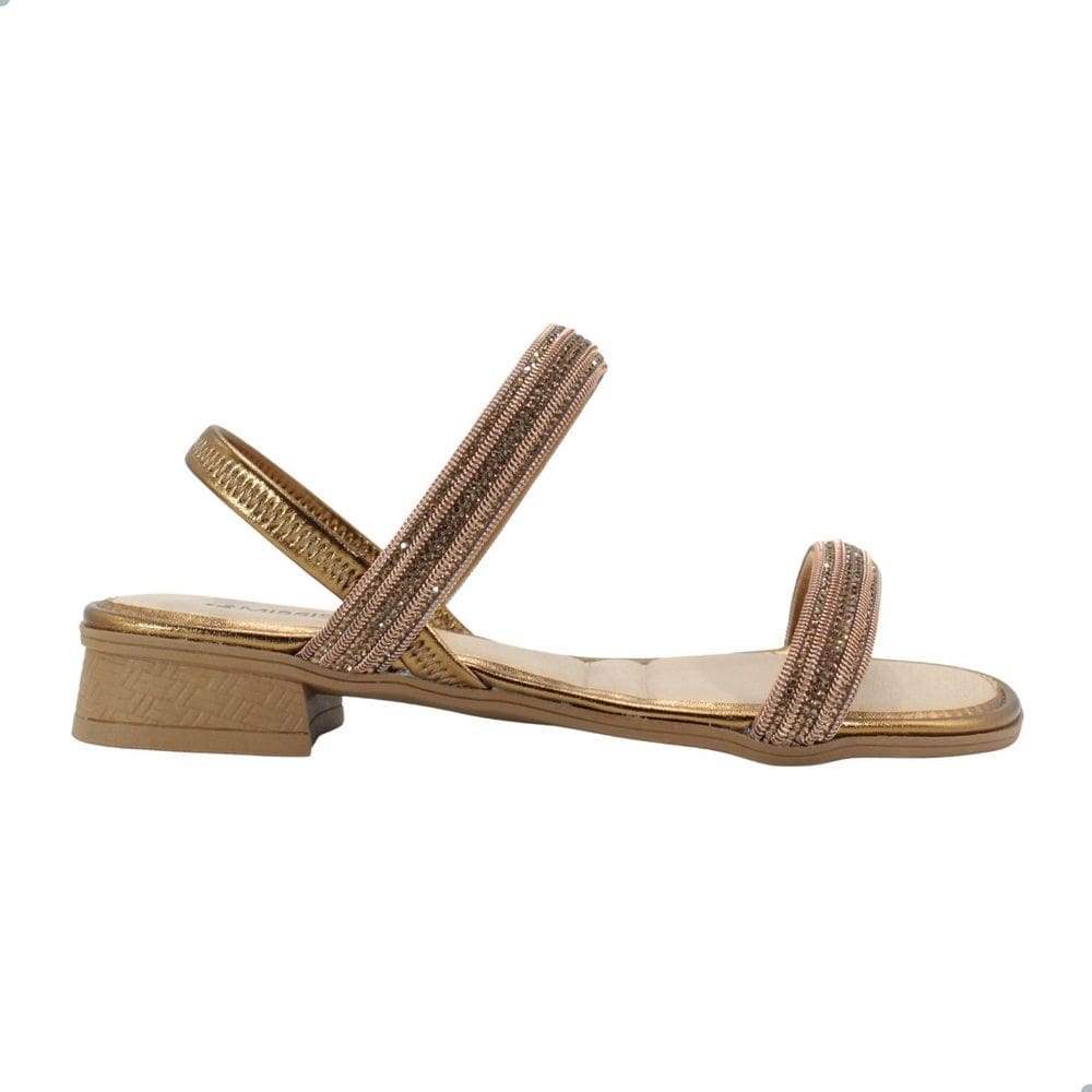 Sandália Feminino Mississipi Me133 Enfeite Bronze Klink Ouro Velho