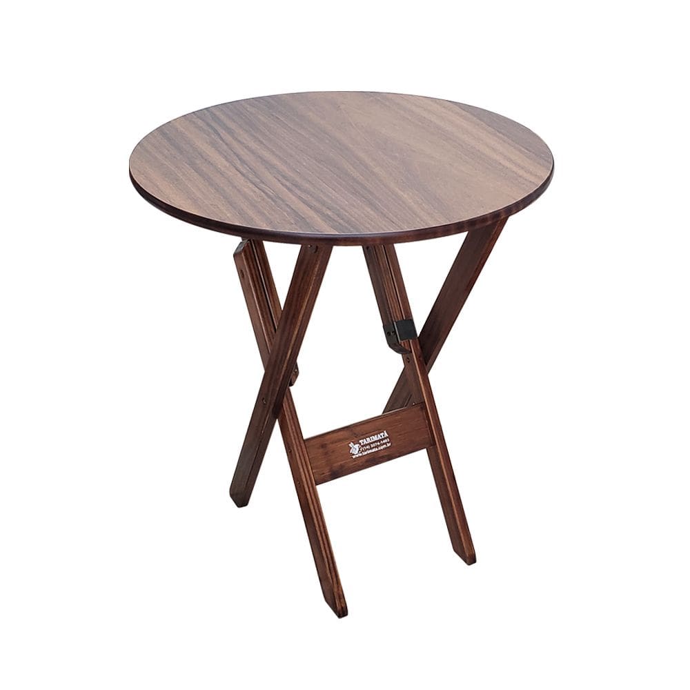 Mesa Dobrável de Madeira Redonda 70cm Imbuia - Tarimatã