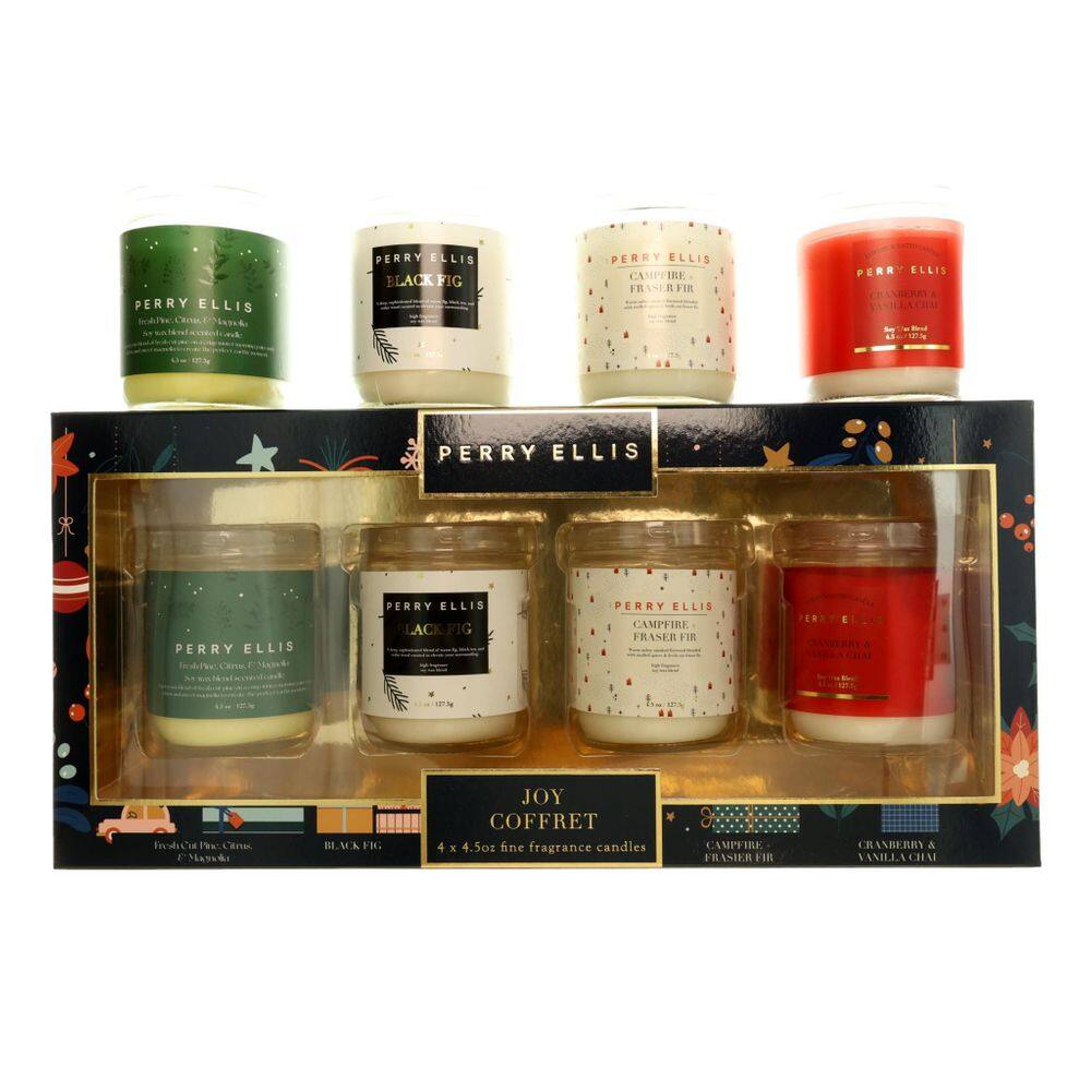Conjunto de velas Perry Ellis Joy de 4,5 onças com pinho fresco, frutas cítricas, etc
