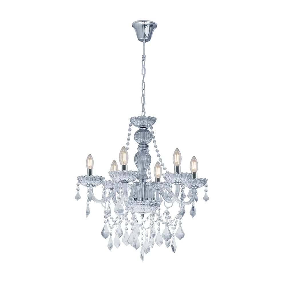 Lustre Candelabro Nice com Cristais para 6 Lâmpadas E14 Bivolt