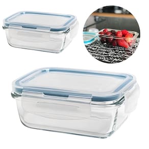 Kit 2 Potes de Vidro Hermetico Retangular 1040 ML - AD