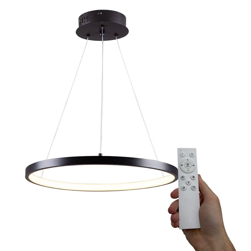 Lustre Led Moderno 3 Cores de Luz 1 Arco Anel 40cm 18W Premium com Controle Remoto