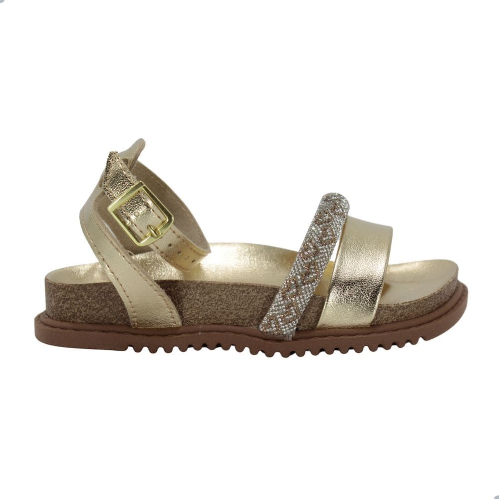 Sandália Infantil Molekinha Menina Brilho Dourado