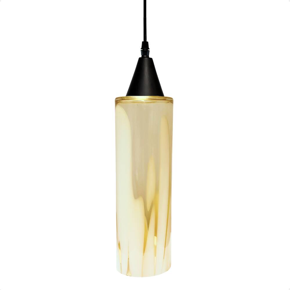 Lustre Pendente Taschibra Anne Murano Leitoso Âmbar E27 Bivolt Preto