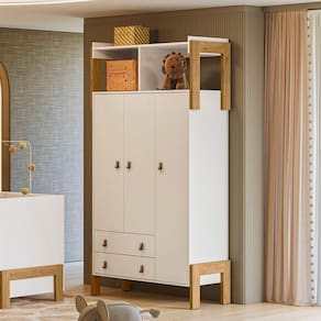 Guarda-roupa Com 3 Portas 2 Gavetas E Nicho Fantasia Branco