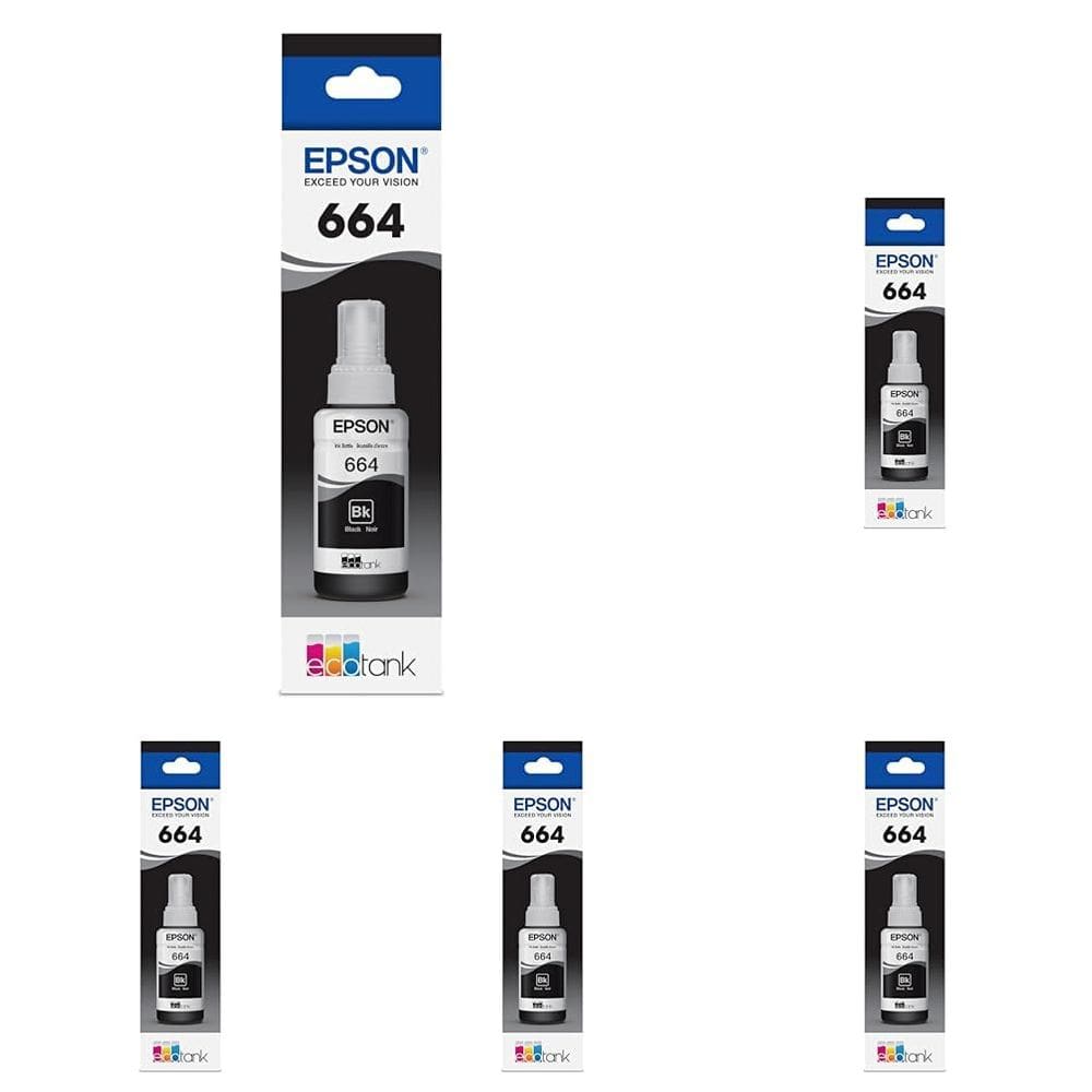 Garrafa de tinta Epson 664 EcoTank de capacidade ultra-alta preta (T664120-S) x5