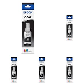 Garrafa de tinta Epson 664 EcoTank de capacidade ultra-alta preta (T664120-S) x5