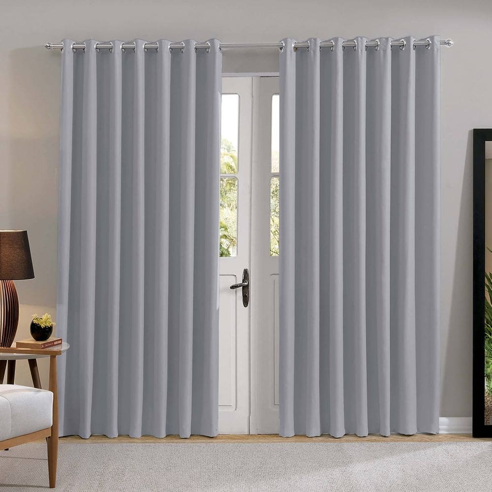 Cortina Quarto Blackout Em Tecido 100% Corta Luz Cinza Comfort 4,20 x 2,50 Bella Janela