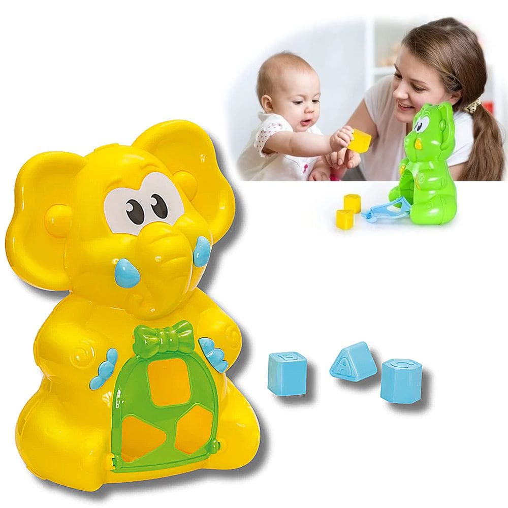 Elefante Ted 24cm Brinquedo Infantil Didático Peças encaixar